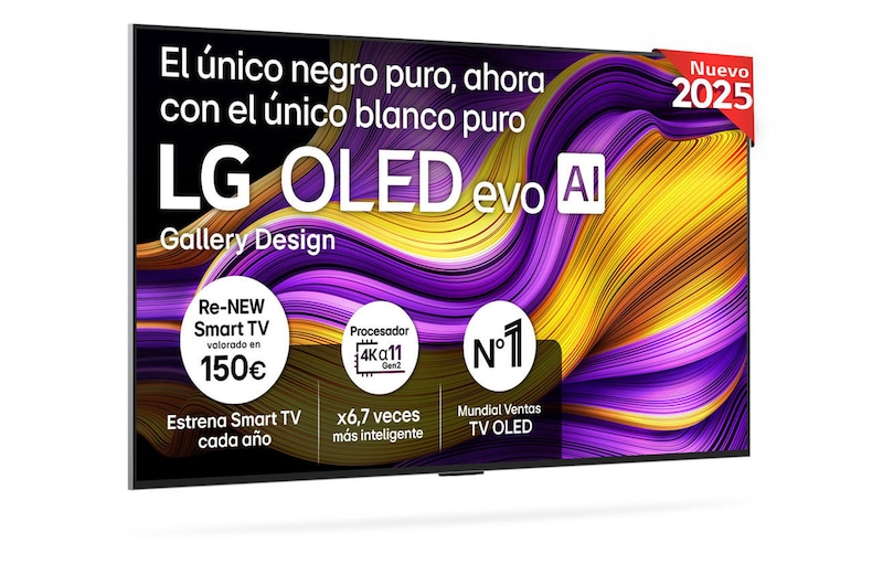 Vista frontal del Smart TV LG OLED evo AI G5 55 pulgadas 4K 2025 OLED55G54LW