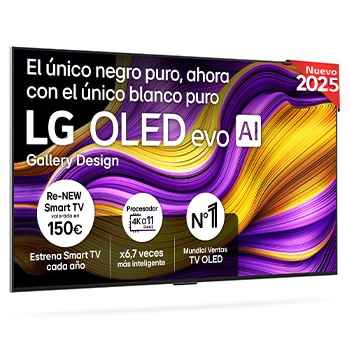 Vista frontal del Smart TV LG OLED evo AI G5 55 pulgadas 4K 2025 OLED55G55LW