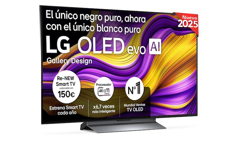 Vista frontal del Smart TV LG OLED evo AI G5 48 pulgadas 4K 2025 OLED48G56LS