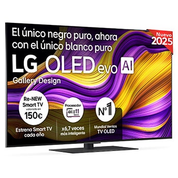 Vista frontal del Smart TV LG OLED evo AI G5 55 pulgadas 4K 2025 OLED55G56LS