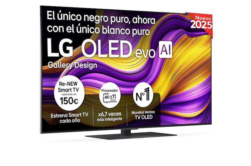 Vista frontal del Smart TV LG OLED evo AI G5 55 pulgadas 4K 2025 OLED55G56LS