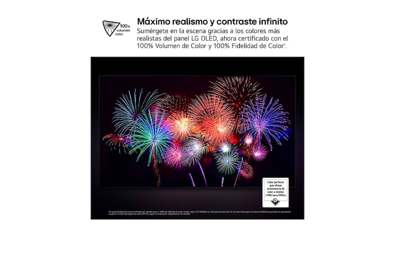 Vista frontal y lateral del televisor LG OLED evo AI G5 4K Smart TV en las que se muestran sus dimensiones (largo, ancho, alto y profundo).