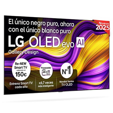 TV OLED 97" - LG OLED97G54LW, 4K, Procesador Inteligente α11 AI Processor 4K Gen2, Smart TV, Gallery Design, Rocky Black
