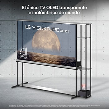 Vista frontal de Smart TV LG OLED SIGNATURE AI T4 Transparente e inalámbrico 77 pulgadas 4K 2025 OLED77T49LA