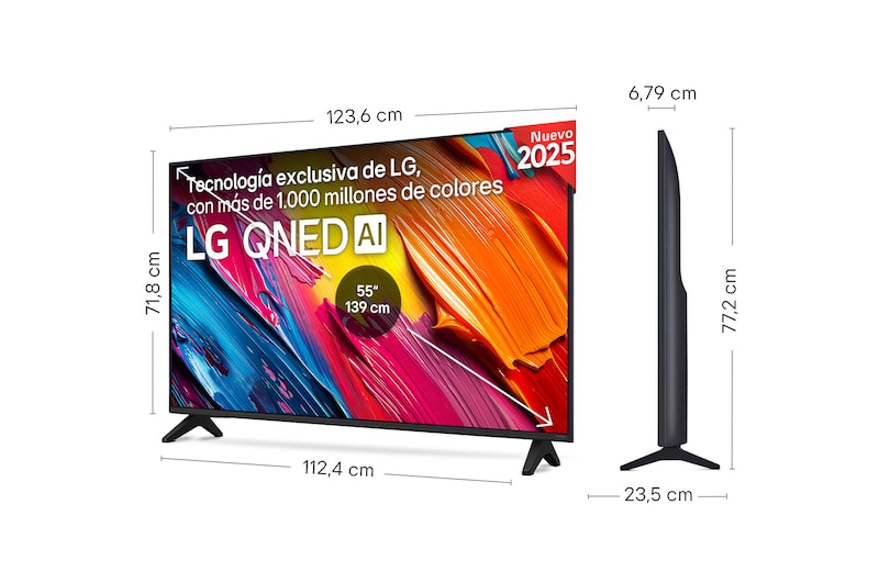 Rear view of LG QNED70 TV