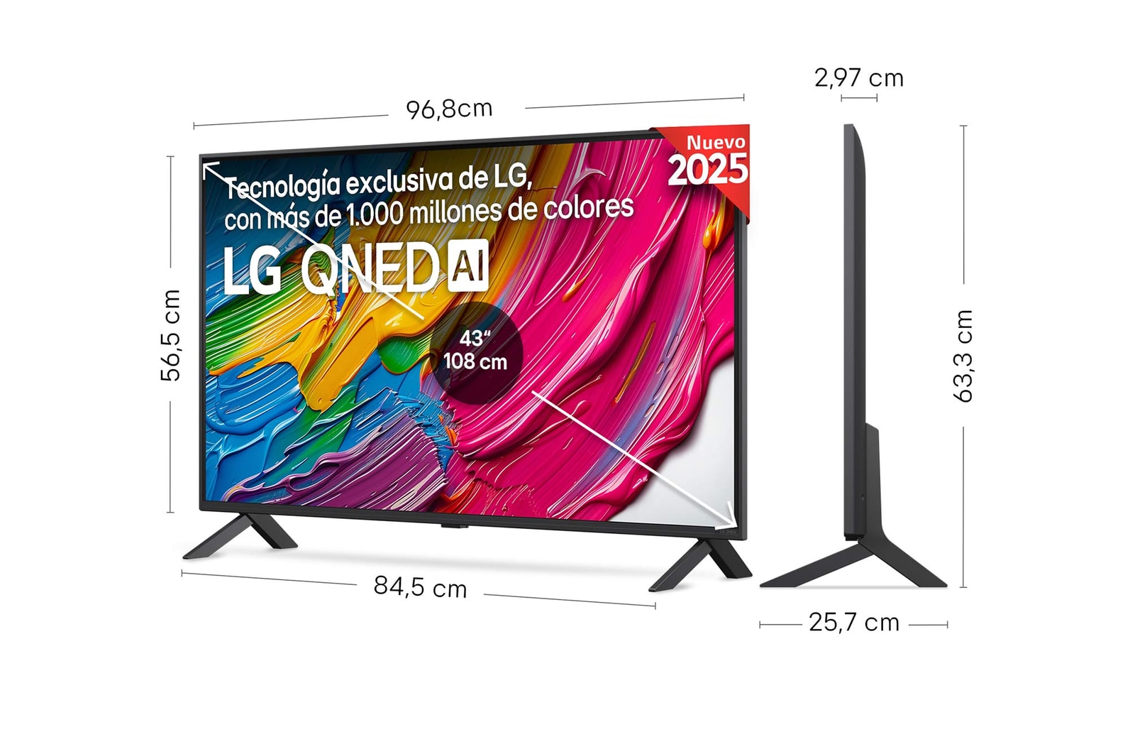 Vista trasera de un televisor LG QNED80