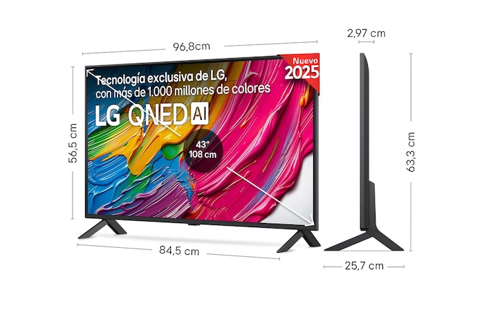 Vista trasera de un televisor LG QNED80