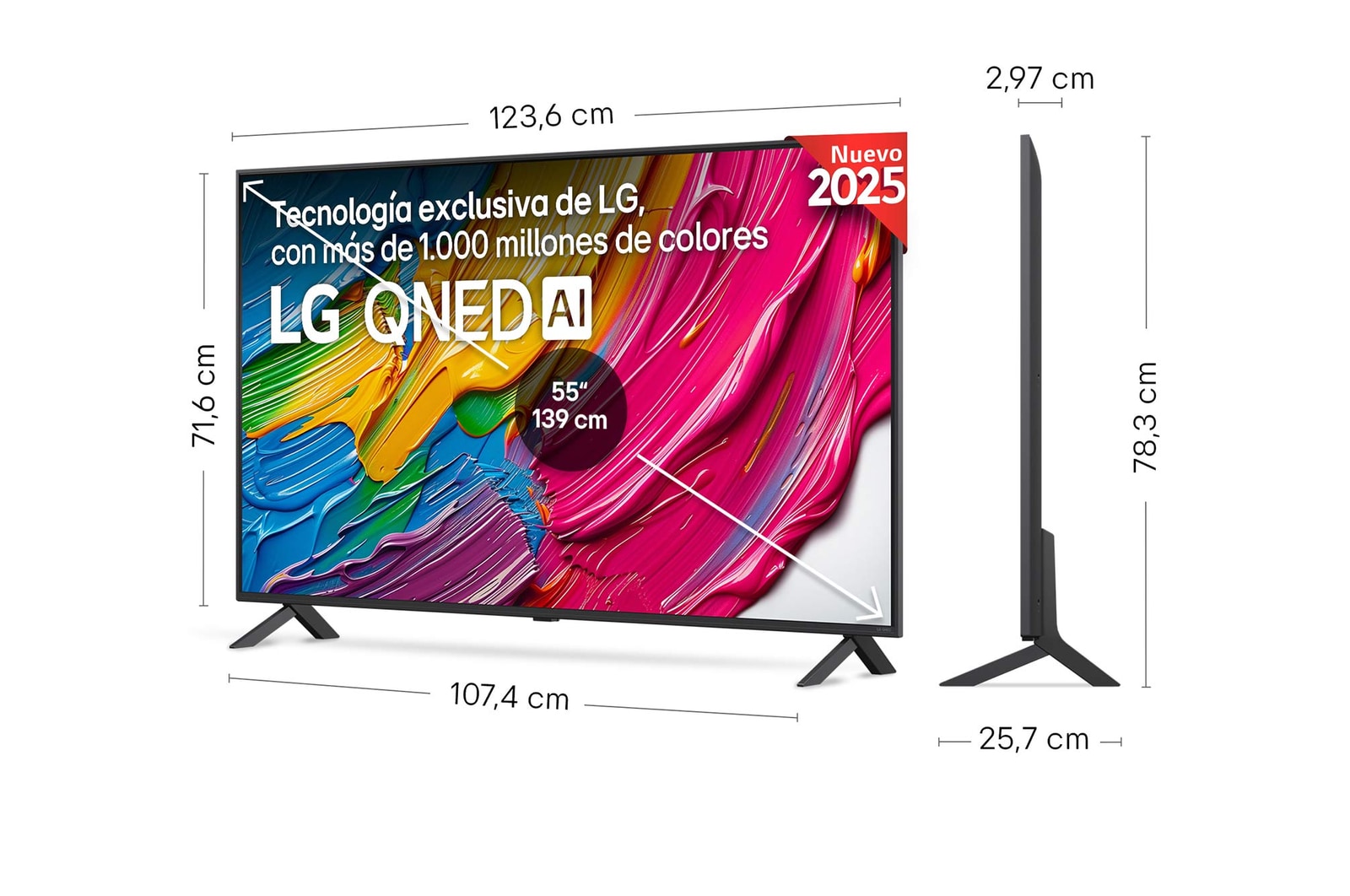 Vista trasera de un televisor LG QNED80