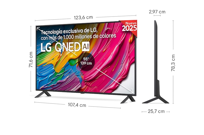 Vista trasera de un televisor LG QNED80