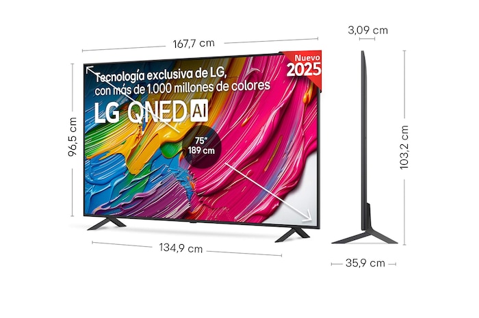 Vista trasera de un televisor LG QNED80