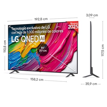 Vista trasera de un televisor LG QNED80