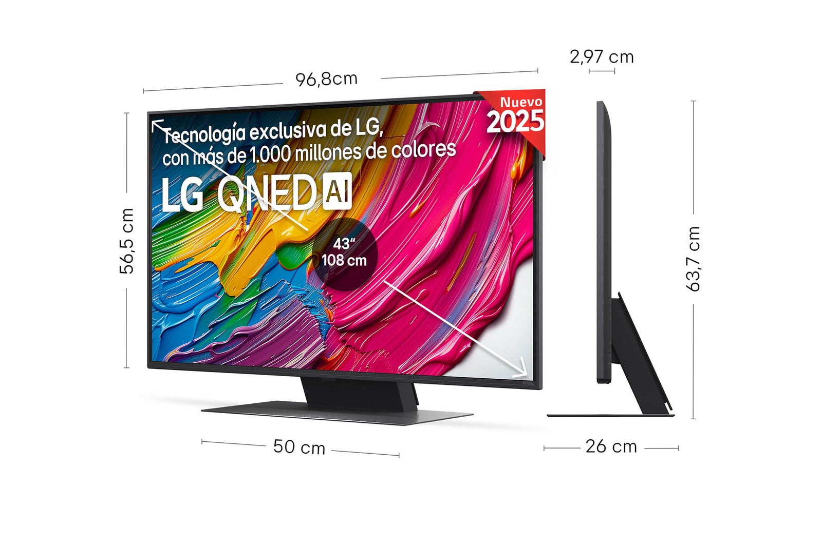 Vista trasera de un televisor LG QNED81