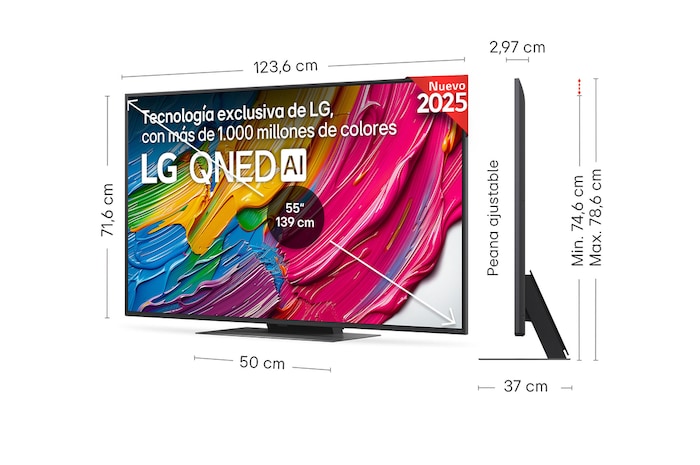 Vista trasera de un televisor LG QNED81