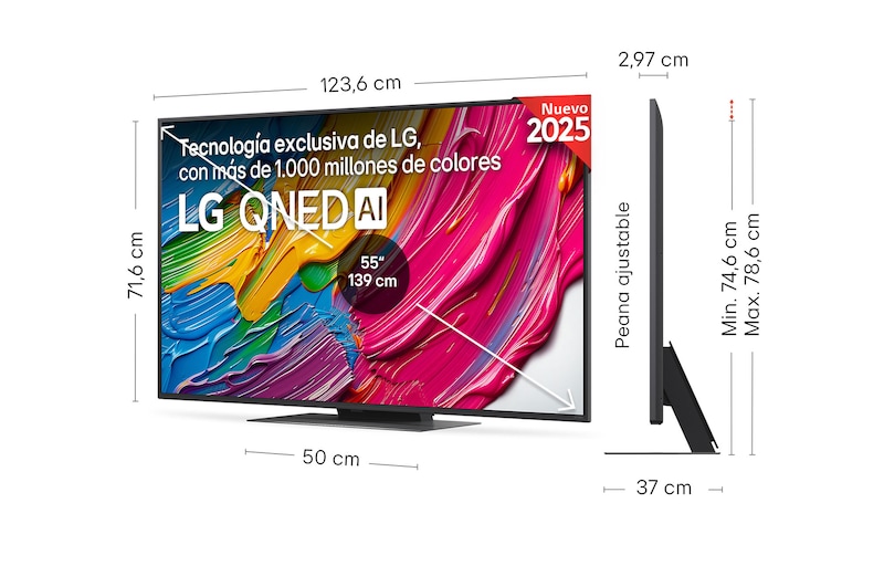 Vista trasera de un televisor LG QNED81