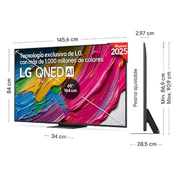 Vista trasera de un televisor LG QNED81