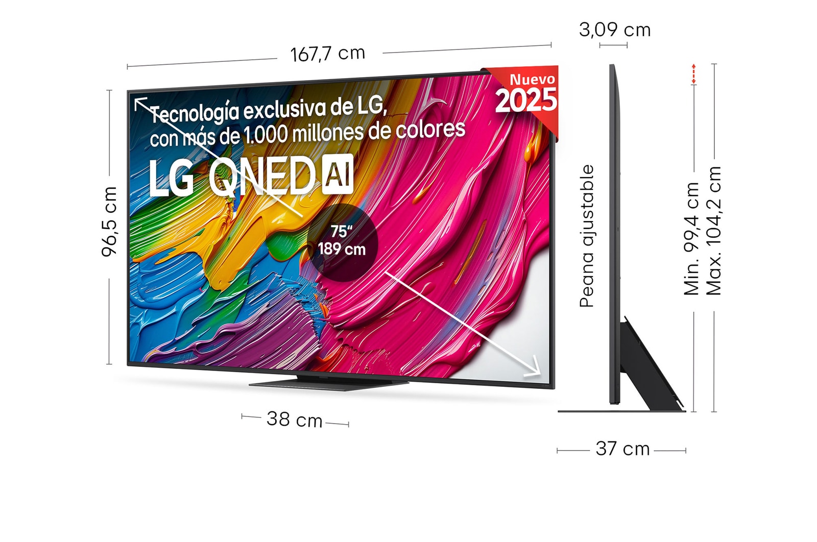 Vista trasera de un televisor LG QNED81