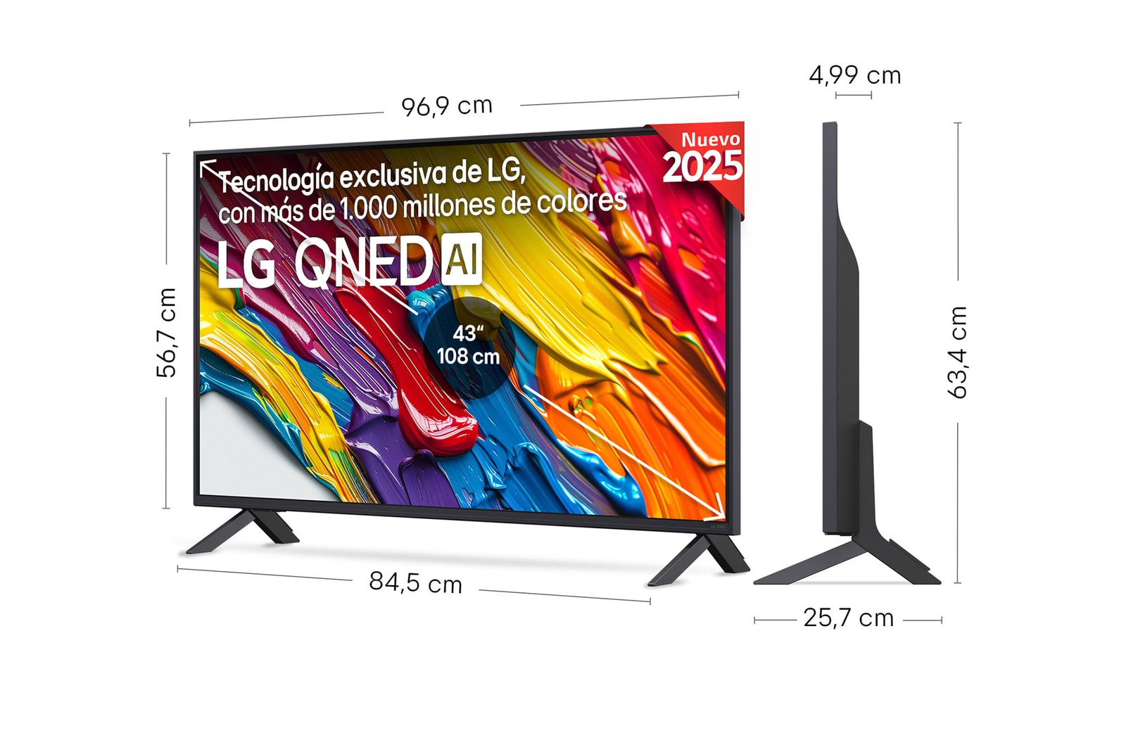 Rear view of LG QNED82 TV