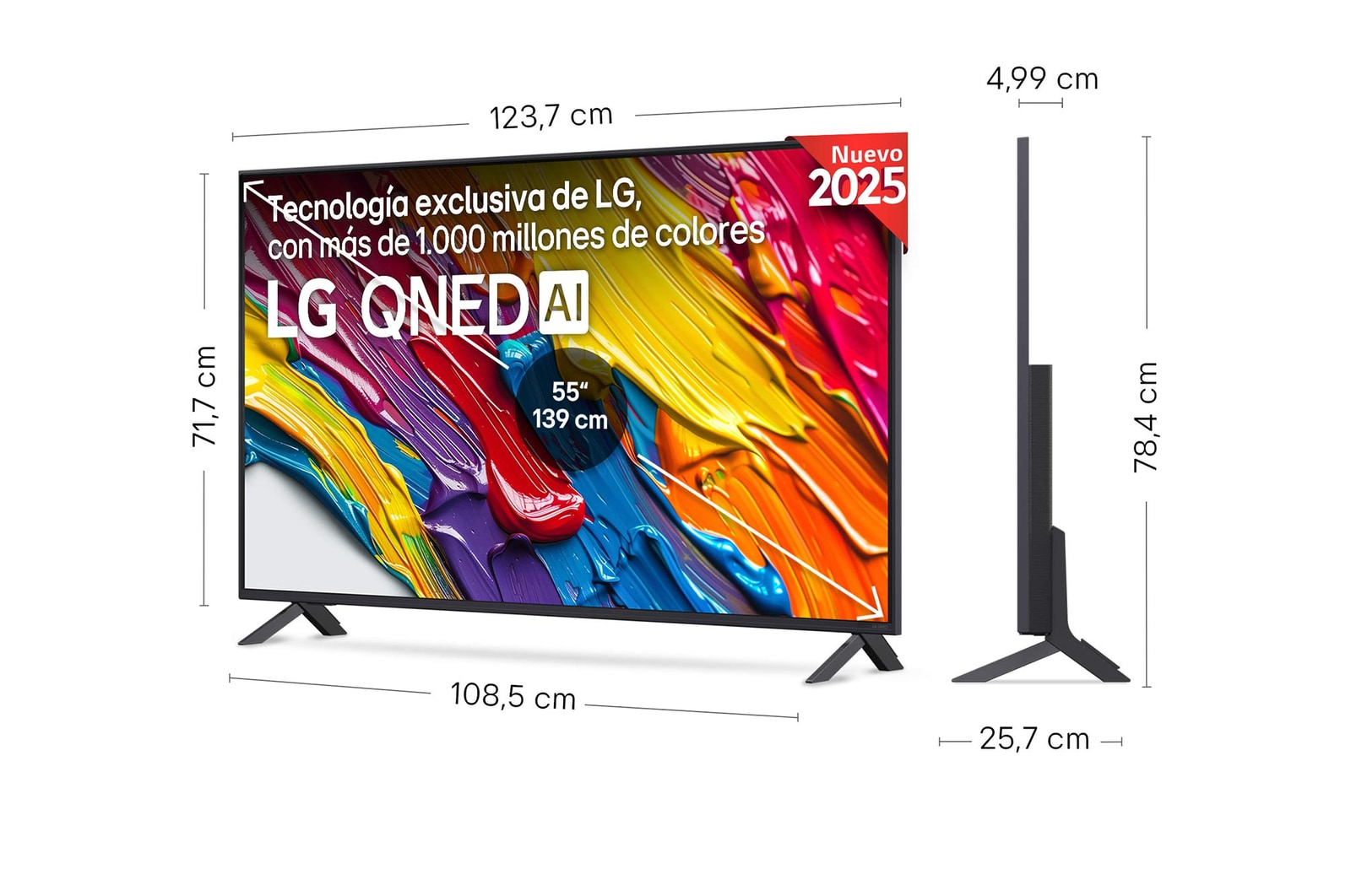 Rear view of LG QNED82 TV