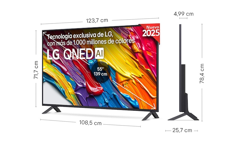 Rear view of LG QNED82 TV