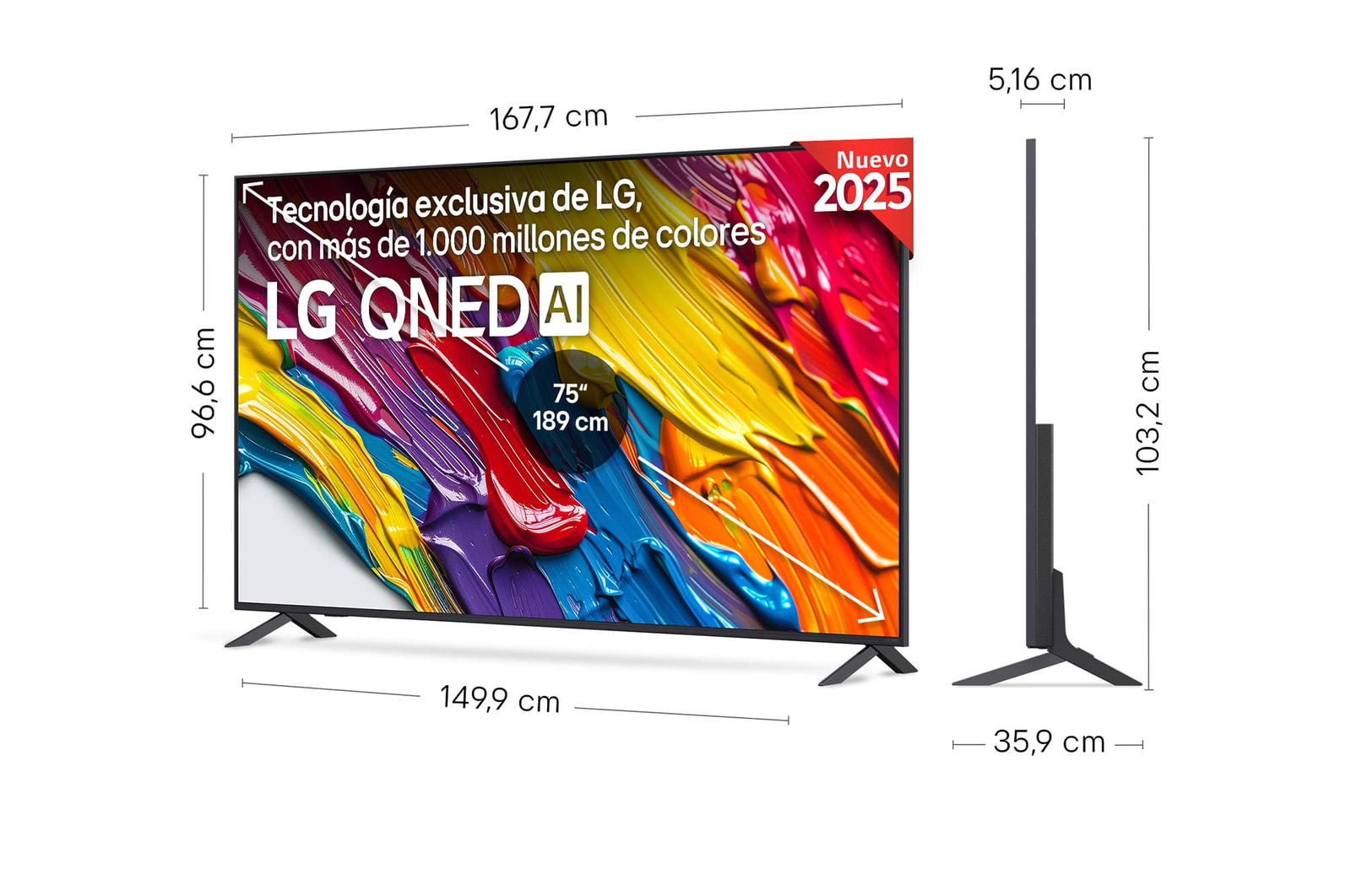 Rear view of LG QNED82 TV