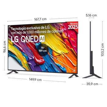 Rear view of LG QNED82 TV