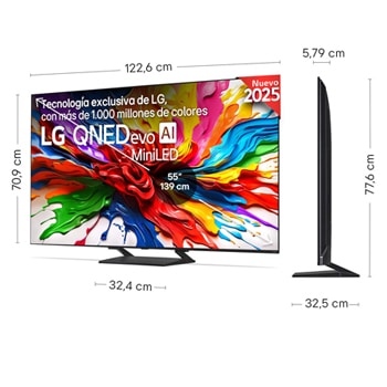 Rear view of LG QNED82 TV