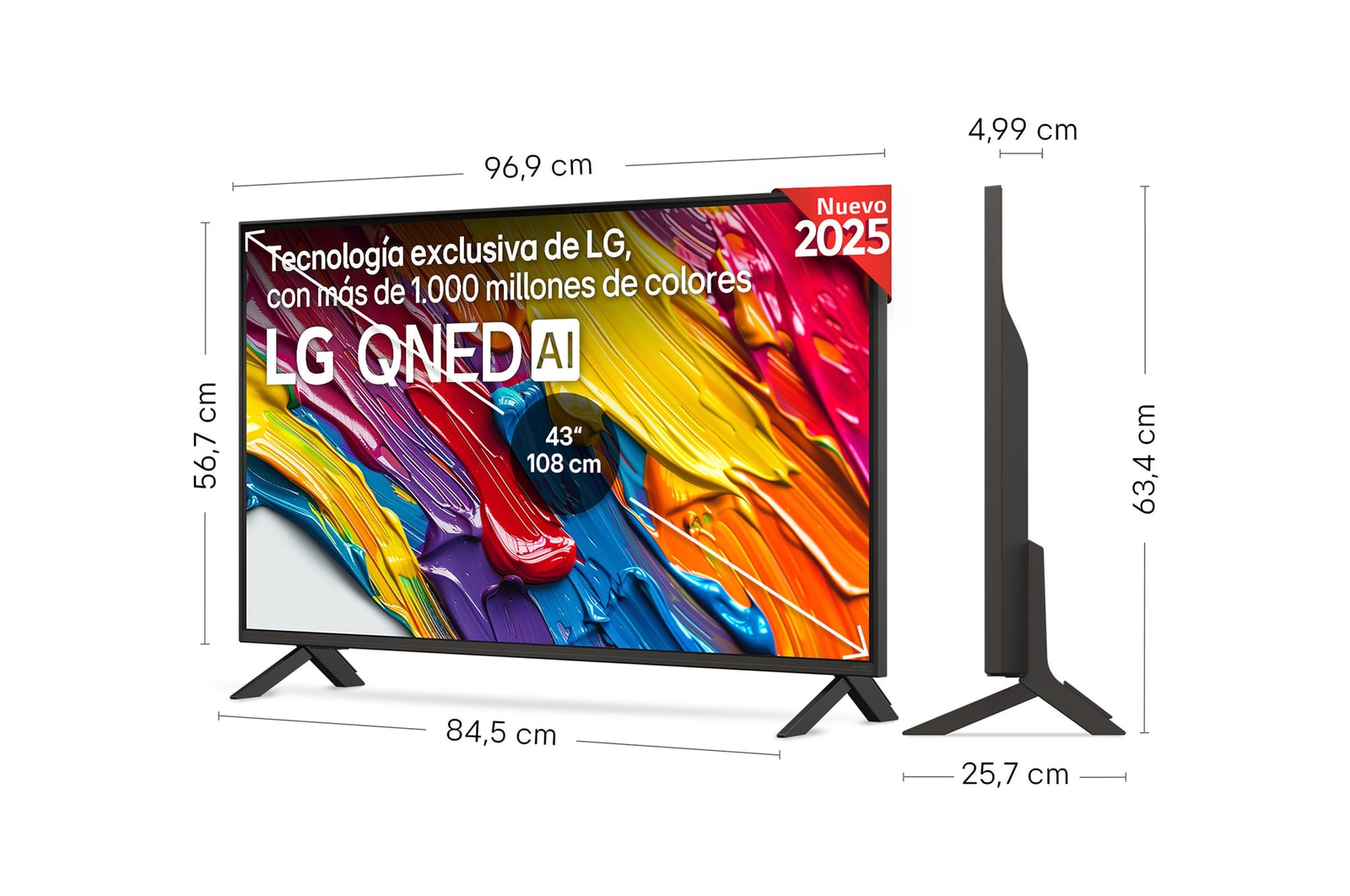 Rear view of LG QNED82 TV