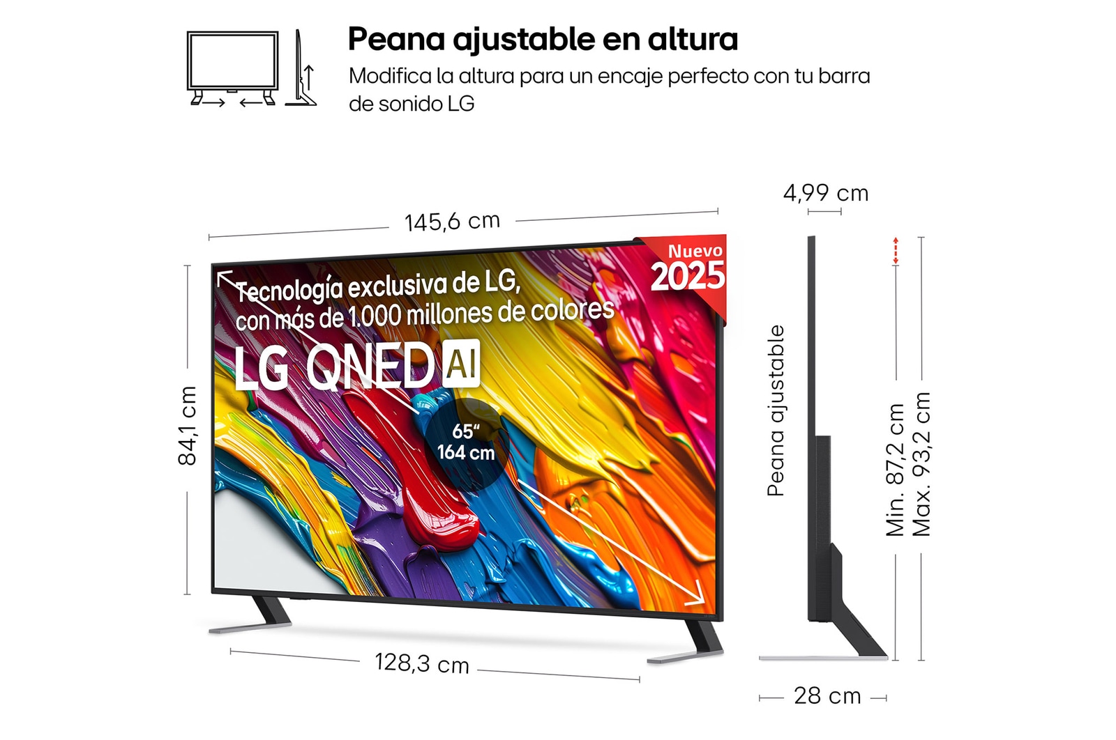 Rear view of LG QNED82 TV