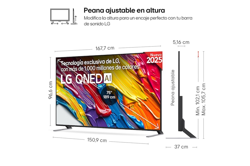 Rear view of LG QNED82 TV