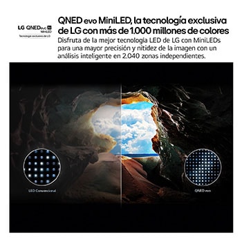 Vista lateral inclinada hacia la izquierda del televisor LG QNED evo 