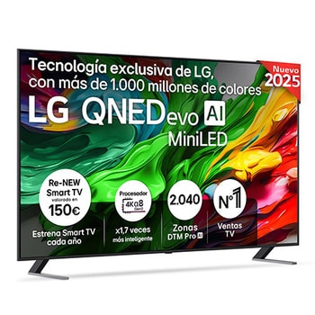 Vista frontal del Smart TV LG QNED evo AI QNED85 86 pulgadas MiniLED 4K 2025