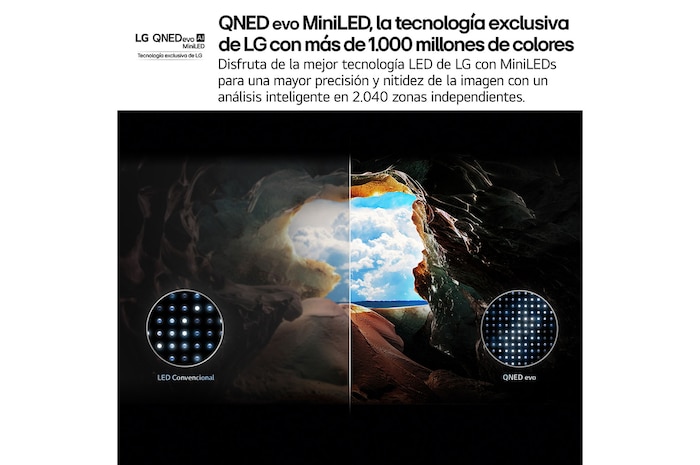 Vista lateral inclinada hacia la izquierda del televisor LG QNED evo