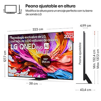 Vista trasera de un televisor LG QNED evo