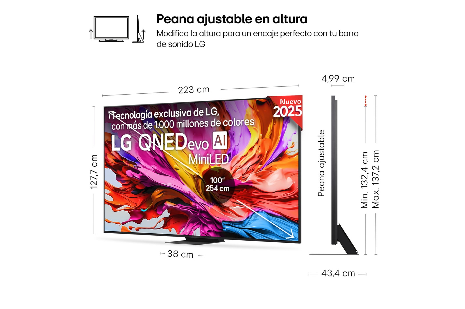 Vista trasera de un televisor LG QNED evo