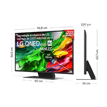 Vista trasera de un televisor LG QNED evo