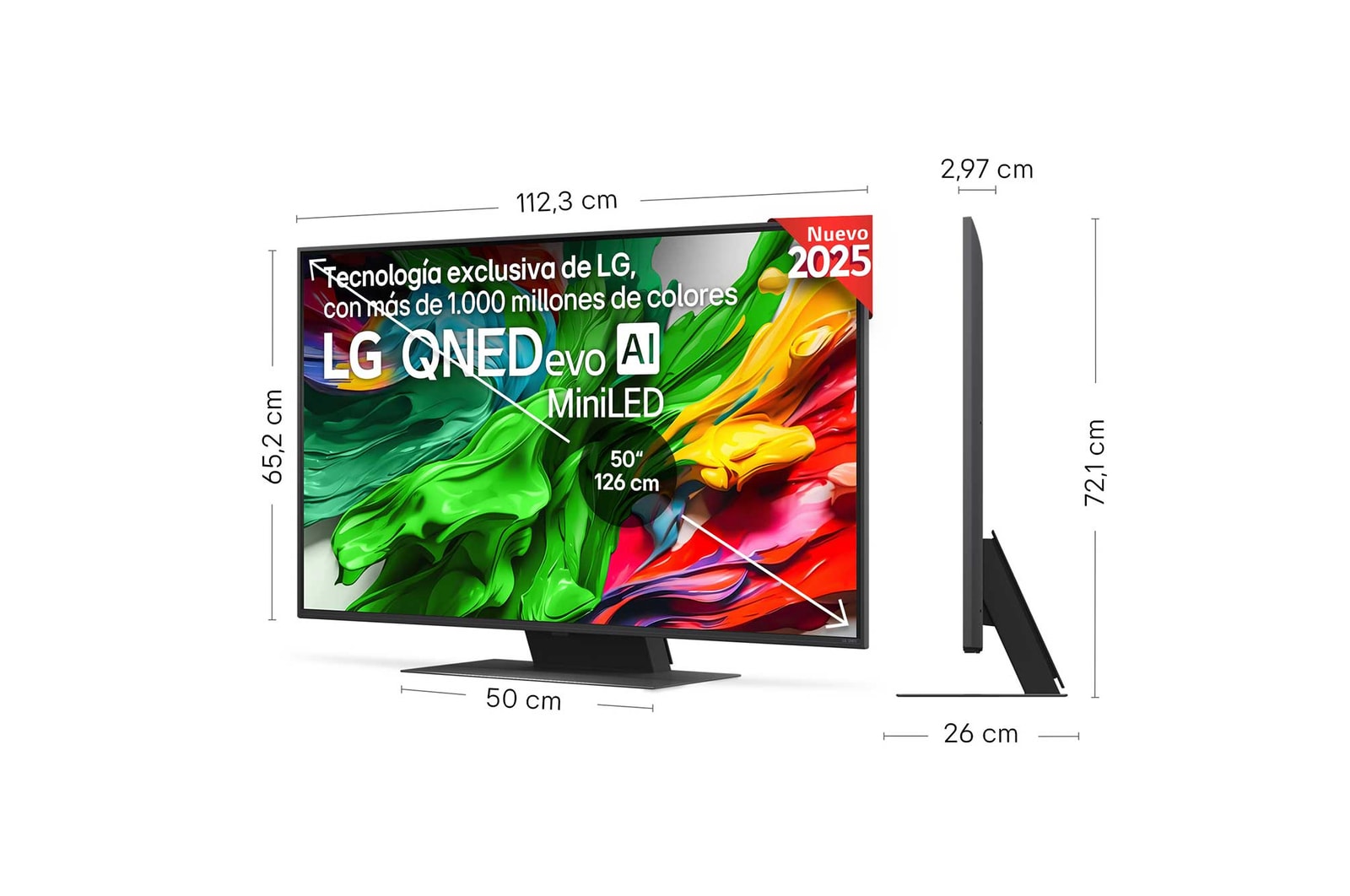 Vista trasera de un televisor LG QNED evo