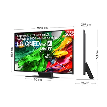 Vista trasera de un televisor LG QNED evo