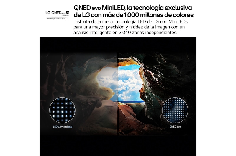 Vista lateral inclinada hacia la izquierda del televisor LG QNED evo 