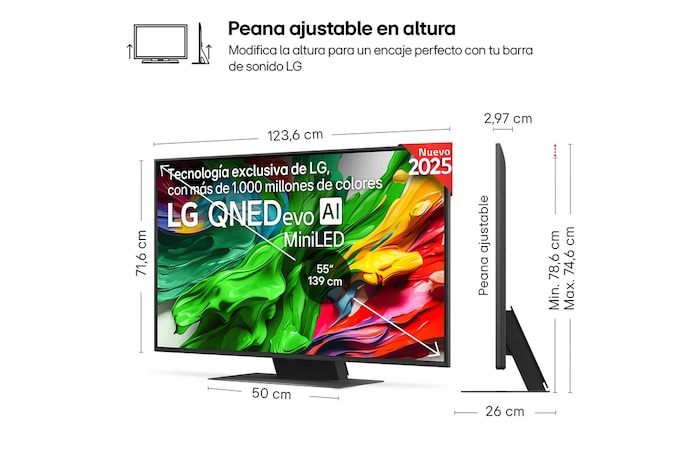 Vista trasera de un televisor LG QNED evo