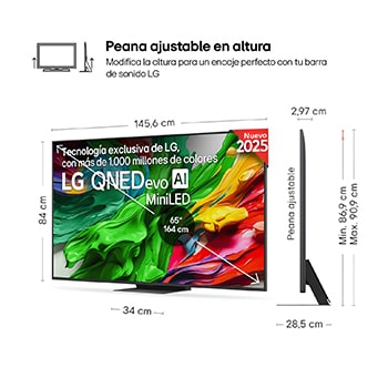 Vista trasera de un televisor LG QNED evo