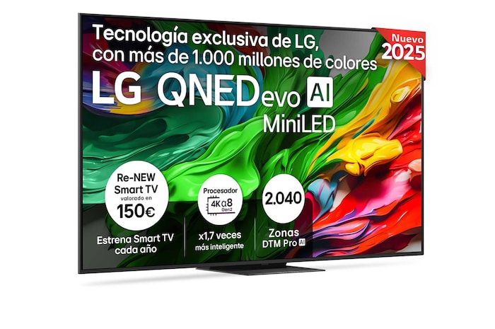 Vista frontal del Smart TV LG QNED evo AI QNED86 75 pulgadas MiniLED 4K 2025 75QNED86A6A