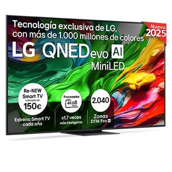 Vista frontal del Smart TV LG QNED evo AI QNED86 75 pulgadas MiniLED 4K 2025