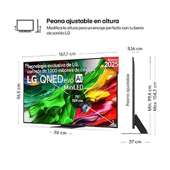 Vista trasera de un televisor LG QNED evo
