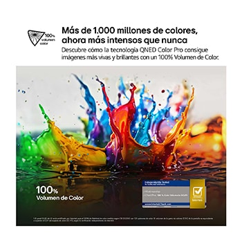 Vista frontal y lateral del televisor LG QNED evo AI 4K Smart TV en las que se muestran sus dimensiones (largo, ancho, alto y profundo).