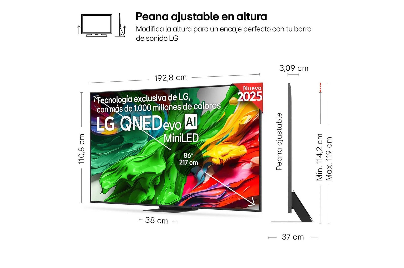 Vista trasera de un televisor LG QNED evo