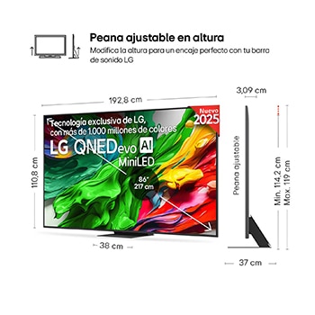 Vista trasera de un televisor LG QNED evo