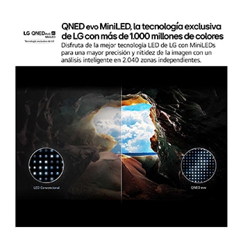 Vista lateral inclinada hacia la izquierda del televisor LG QNED evo 