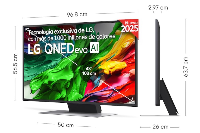 Vista trasera de un televisor LG QNED evo