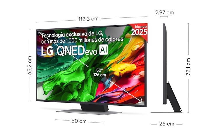Vista trasera de un televisor LG QNED evo
