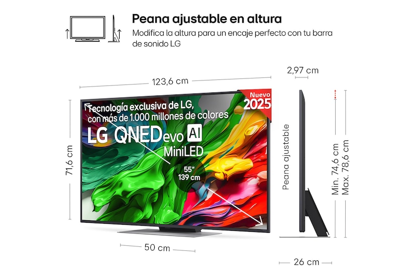 Vista en ligero ángulo del televisor LG OLED evo AI C5E 4K Smart TV.